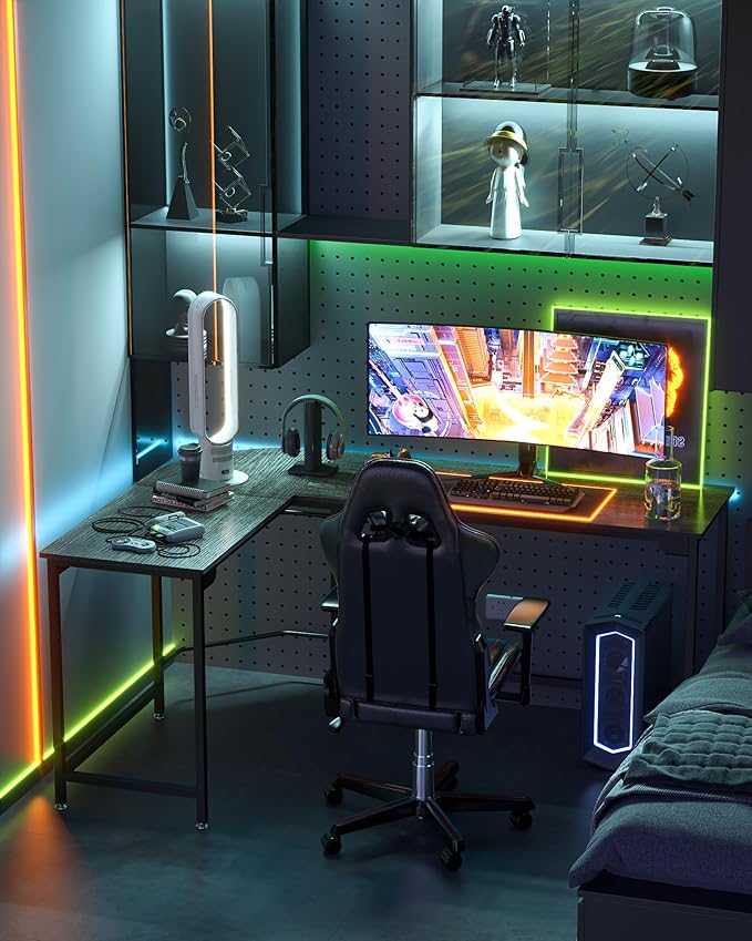 Teraves Modern L Shaped Gaming Desk 58'' Corner Computer Desk - Image 6