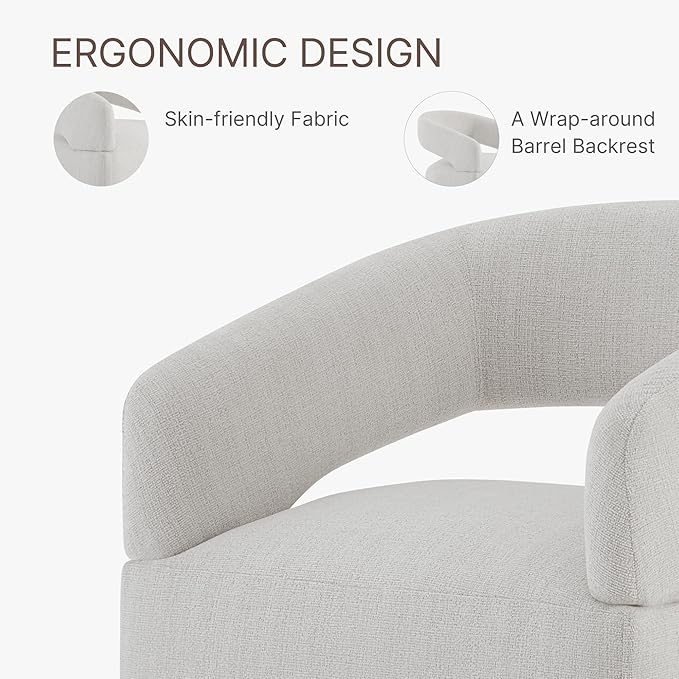 Upholstered Dining Chairs with Removable Casters Barrel Side Armchair with - Image 7