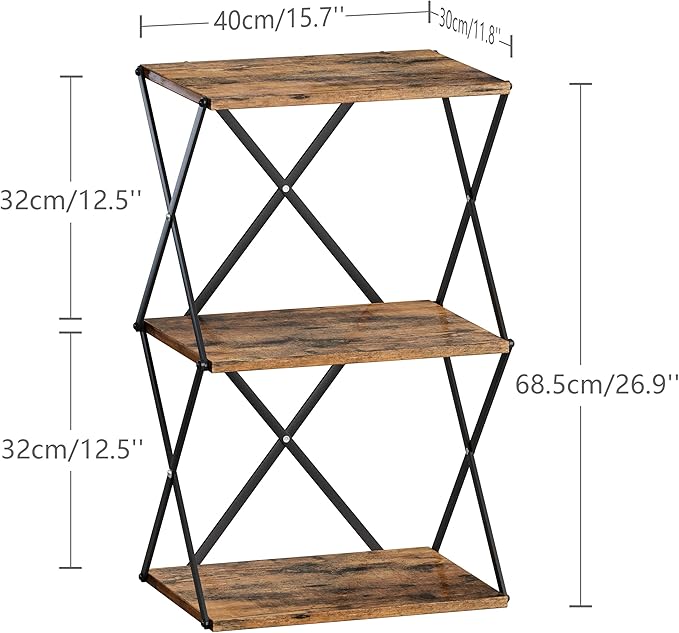 3-Tier End Table Set of 2 Small Side Table Tall Bedside Night Stand - Image 3