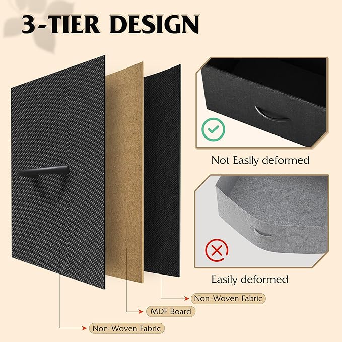 WLIVE Nightstand with Charging Station, Night Stand with 2 Fabric Drawers - Image 8