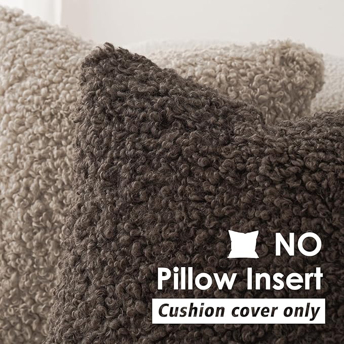 Foindtower Set of 2 Curly Teddy Wool Pillow Covers Decorative Boucle Textured - Image 3