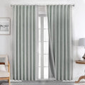 Joydeco Natural Linen Curtains 96 inch Length 2 Panels Set Burg 100% Blackout by JOYDECO