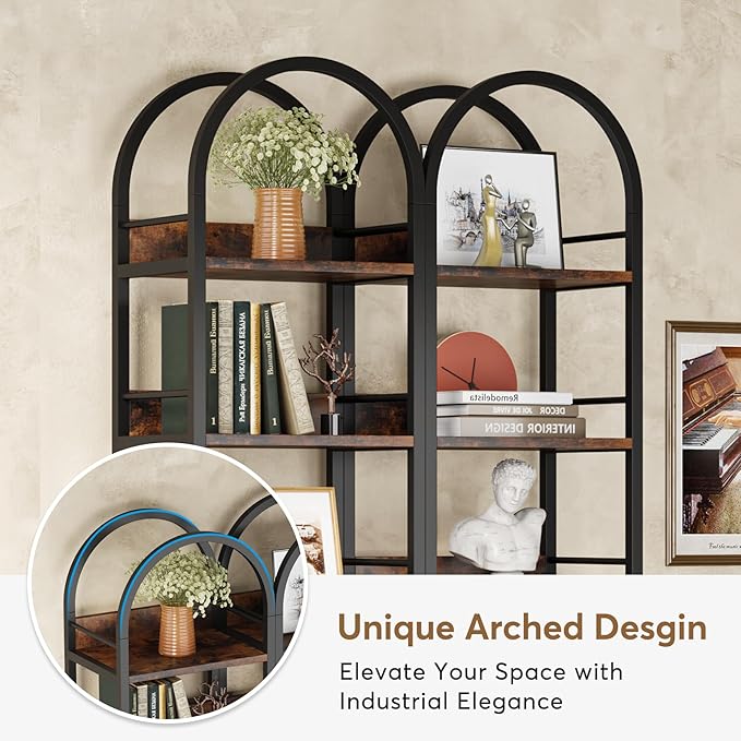 LITTLE TREE Bookshelf Set 2, Skinny 78.7 Inches Tall Arched Bookshelf, 6 Tiers - Image 7