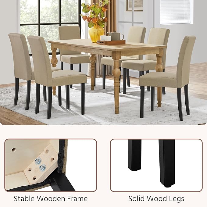 Yaheetech Dining Chairs Set of 2 Fabric Upholstered Parson Kitchen Chairs - Image 7