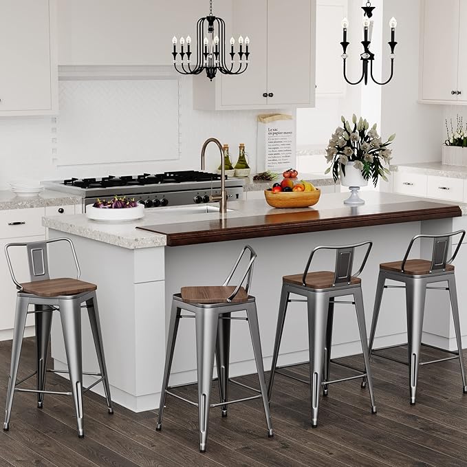 24 Inch Swivel Bar Stools Set of 4 - Image 8