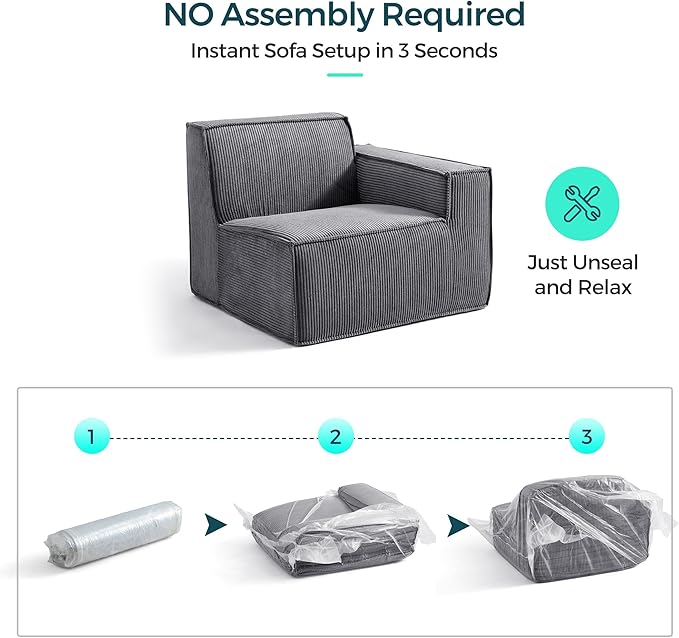 LINSY HOME Oversized Modular Sectional Sofa, Corduroy Deep Seat Modular Couches - Image 4