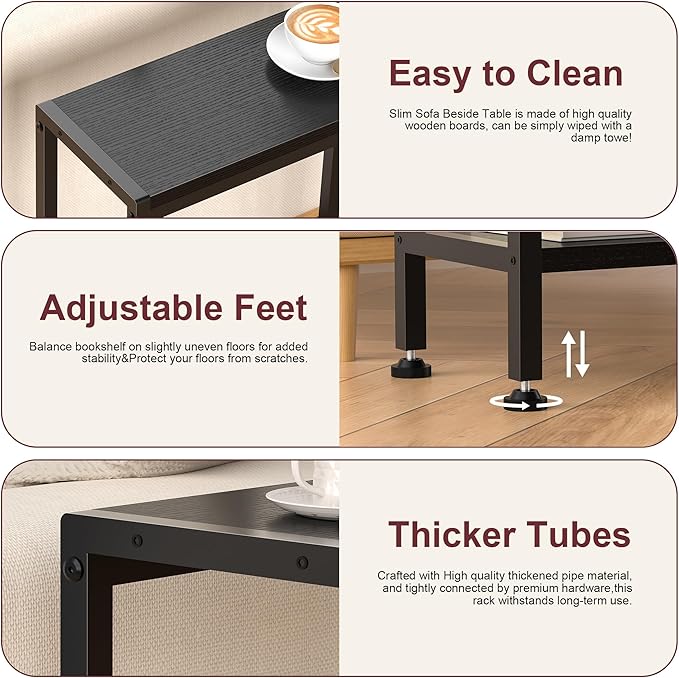 Narrow Side Table for Small Space, 2-Tier Small End Table - Image 7