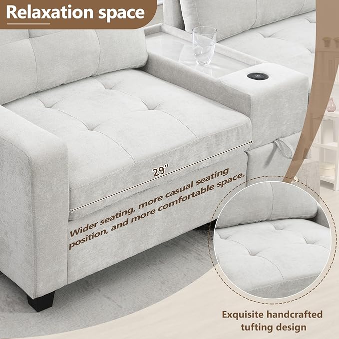 Merax 104 * 104" Chenille Sectional Couches - Image 6