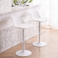 YOUTASTE White Bar Stools Set of 2 Adjustable Counter Height Bar Stool PU by YOUTASTE