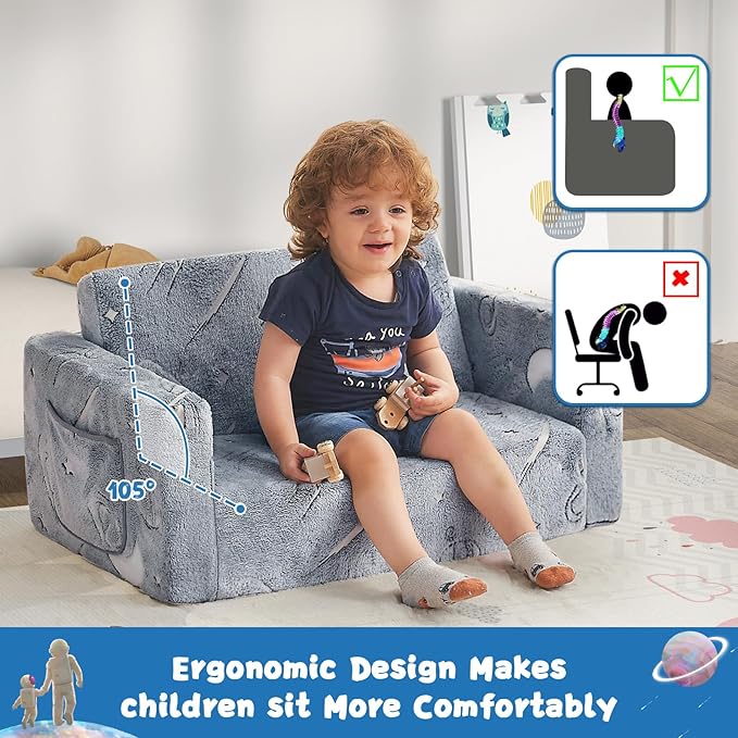 Toddler Couch, Toddler Chair, 2-in-1 Baby Seat Furniture Fold Out, Convertible - Image 8
