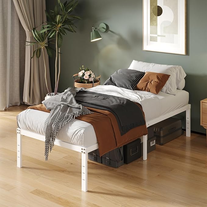 16 Inch White Twin XL Bed Frames, Metal Platform Twin XL Bed Frame - Image 5