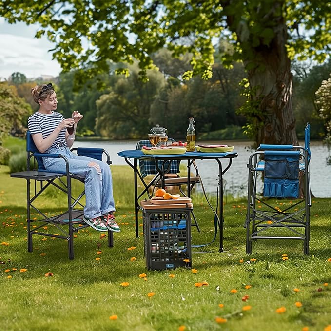 EVER ADVANCED Tall Folding Chair 30.7" Seat Height Directors Chair High - Image 2