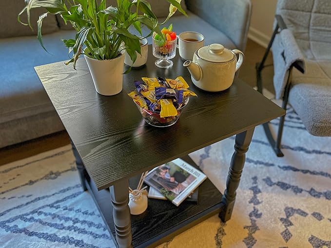 DWVO Farmhouse Square Coffee Table Set of 2, Antique Accent Side Table - Image 4