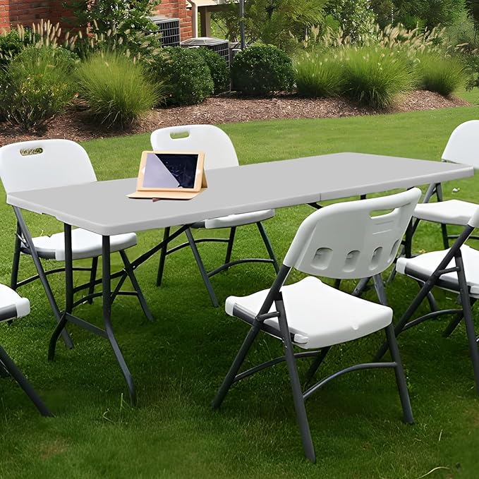 Athena Collection 6 ft Square Folding Dining Table, Large Plastic Foldable - Image 11