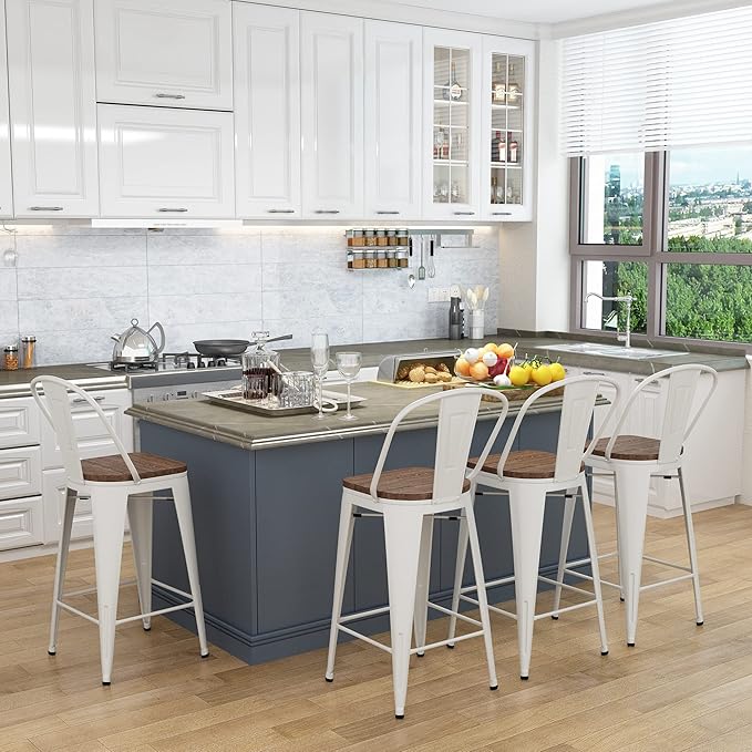 Yongqiang Metal Bar Stools Set of 4 Kitchen Island Counter Height Bar Stools - Image 7