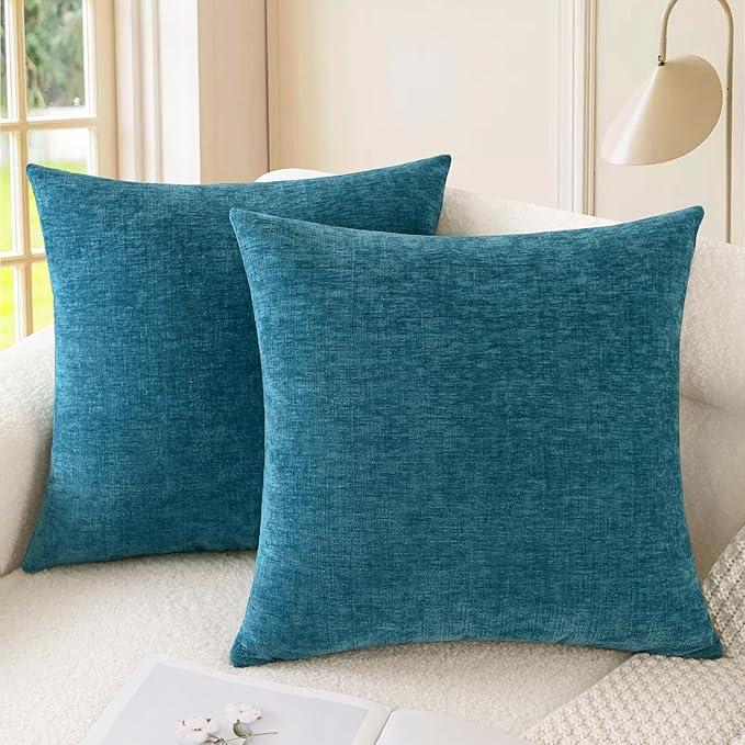 CaliTime Throw Pillow Covers Decorative 16 X 16 Inches Pack of 2 Cozy Chenille by CaliTime