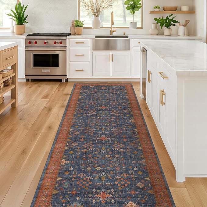 Washable 10 ft Long Runner for Kitchen Floor by HazoHaus