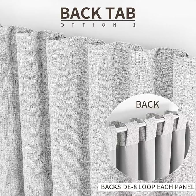 Joydeco Natural Linen Curtains 90 inch Length 2 Panels Set Burg 100% Blackout - Image 3