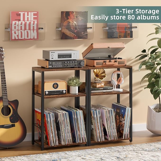 LELELINKY Record Player Stand Set of 2, 3-Tier End Side Table - Image 6