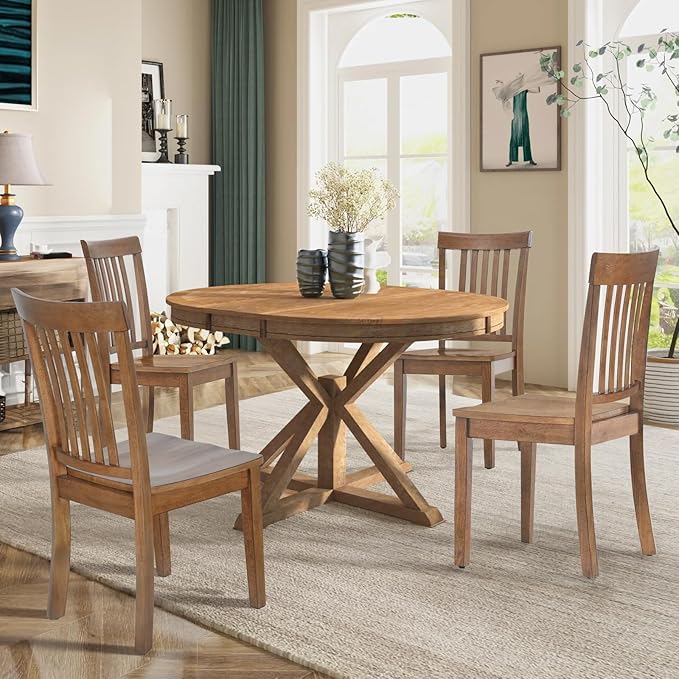 COLAMY Farmhouse Dining Chairs Set of 2, Light Brown Wooden Dining Room Chairs - Image 6