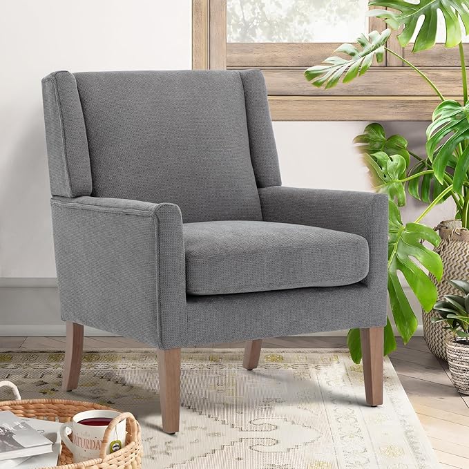 COLAMY Modern Wingback Living Room Chair Set of 2, Upholstered Fabric Accent - Image 3