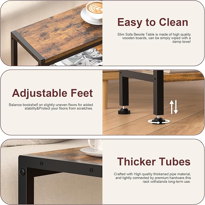 Narrow Side Table for Small Space, 3-Tier Small End Table - Image 5