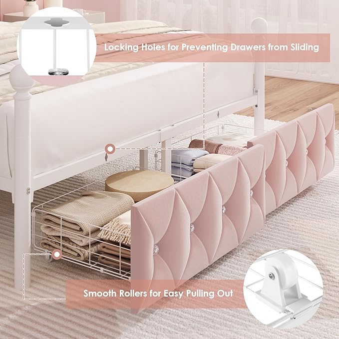 Queen Upholstered Canopy Bed Frame - Image 7