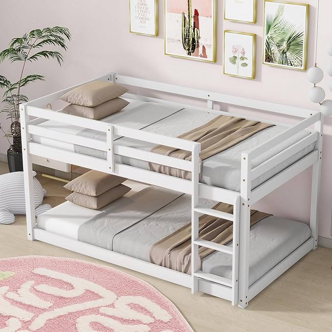 HomSof Twin Over Twin Low Floor Loft Bed by HomSof