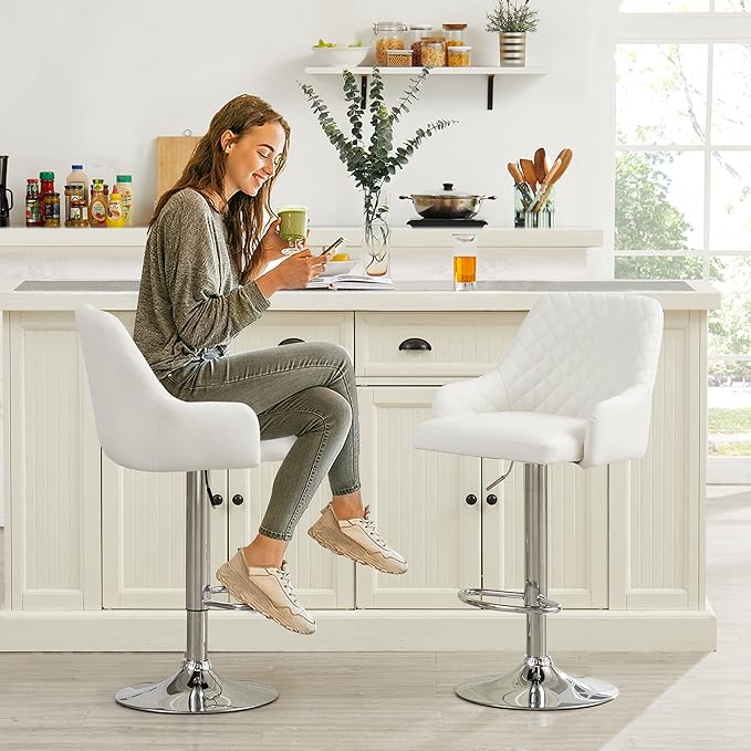 VECELO Adjustable Bar Stools Set of 2, Bar Height Stools - Image 7