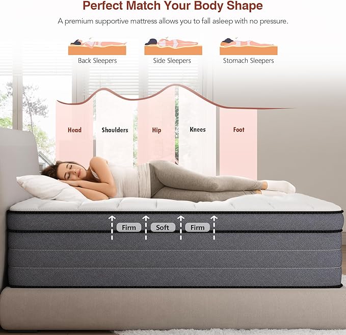 California King Mattress, 12 Inch Cal King Hybrid Mattress - Image 4