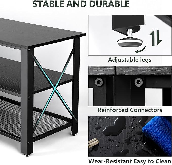 Clikuutory Modern Black 63 inch Metal TV Stand - Image 6