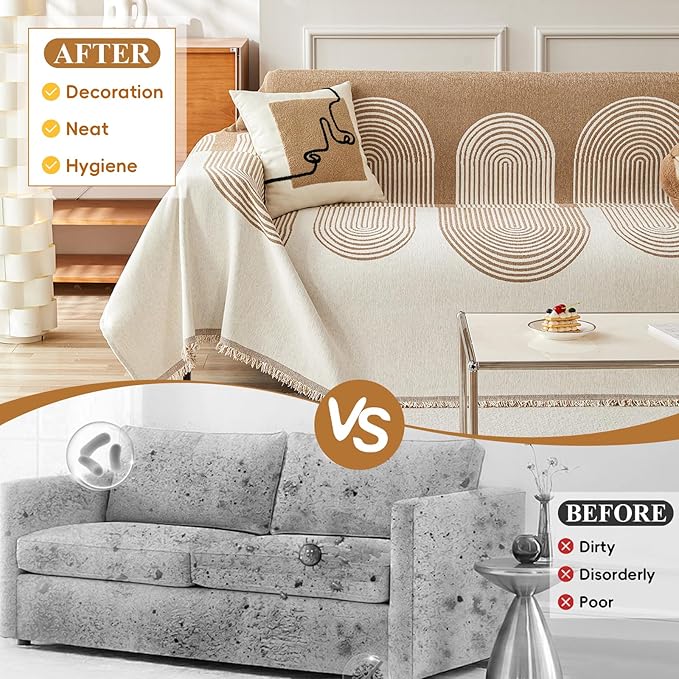 STACYPIK Modern Beige Geometric Couch Cover - Image 4