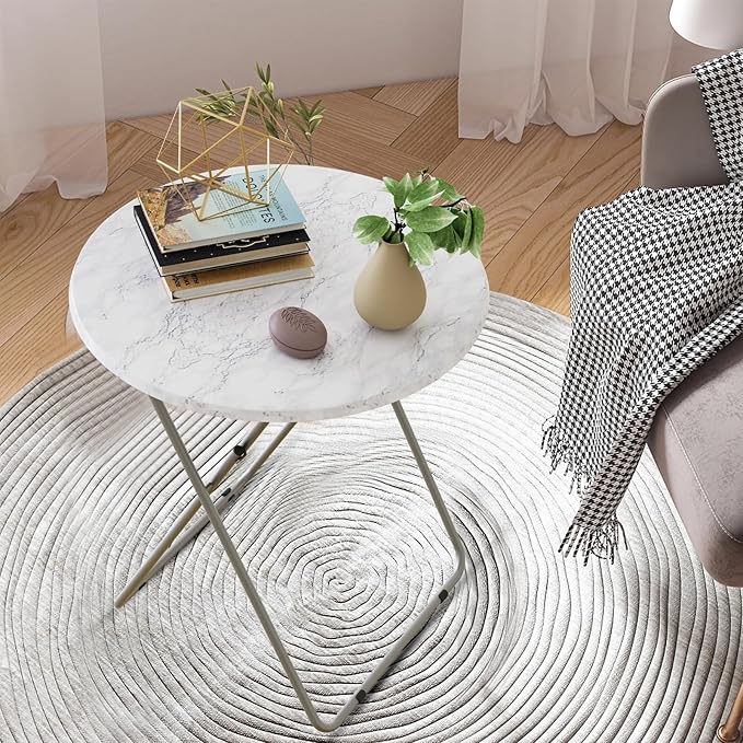 Tv Trays Folding Tray Table Dinner Tray Table Round, Snack Eating Trays Table - Image 6