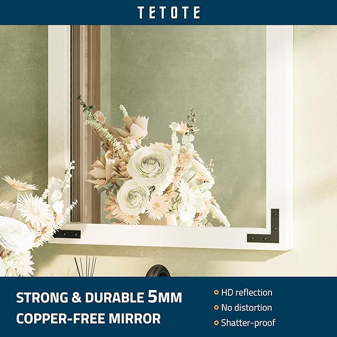 TETOTE 55 x 36 White Wood Mirror - Image 6