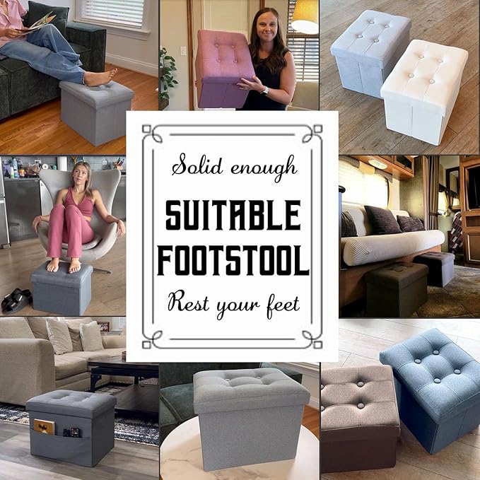Ottoman Storage Ottoman Foot Rest Stool Foldable Bench - Image 4