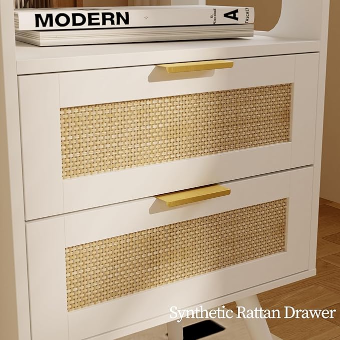 Rattan Nightstand, Farmhouse Bedside Table - Image 6