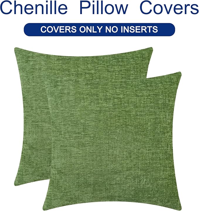 CaliTime Throw Pillow Covers Decorative 26 X 26 Inches Pack of 2 Cozy Chenille - Image 6