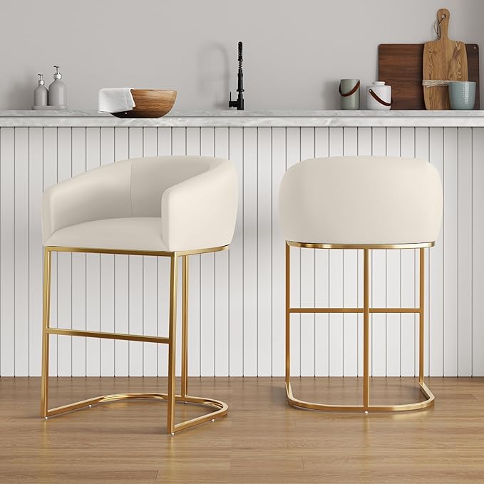 Manhattan Comfort Louvre 26 Inch Mid Century Modern Counter Height Bar Stools - Image 10