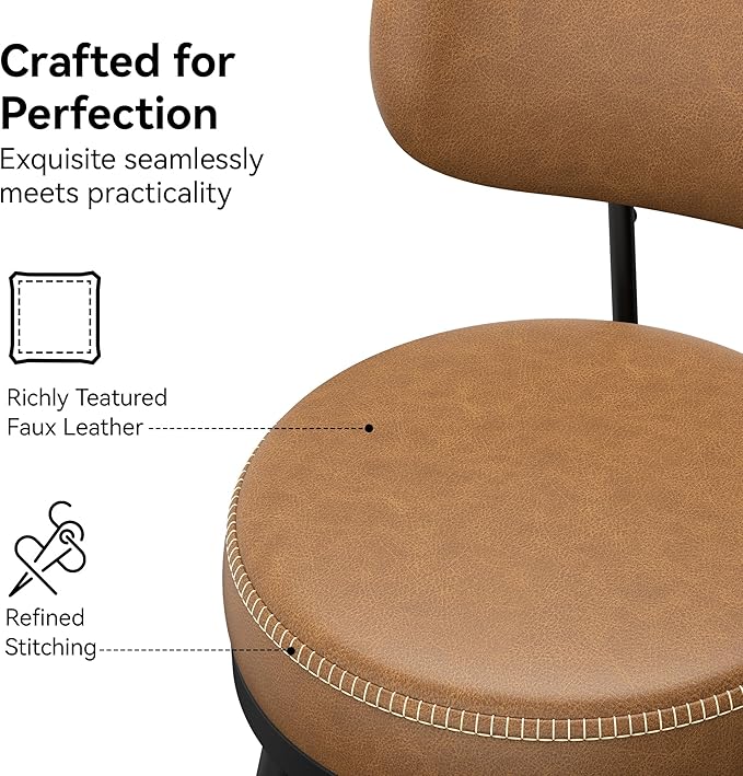 Counter Height Bar Stools, Faux Leather Kitchen Counter Stools - Image 3