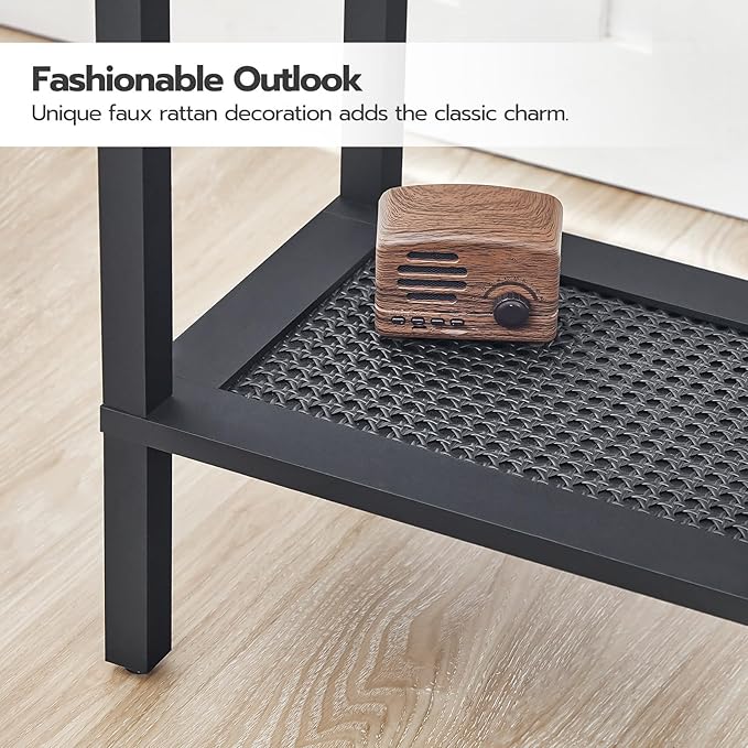 HOOBRO Side Table with Charging Station, Nightstand with 2-Tier Storage Shelf - Image 9