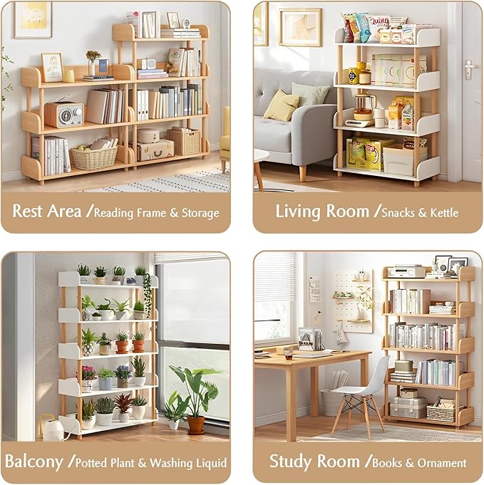 4-Tier Wooden Open Bookcase - Image 4