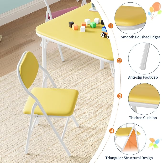GarveeHome 5-Piece Kids Folding Table and Chairs Set, Toddlers Children's - Image 5