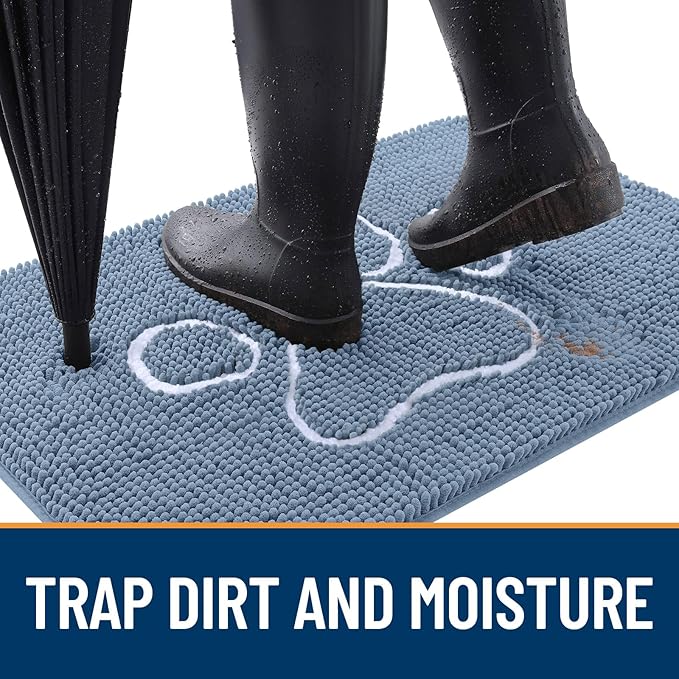 OLANLY Door Mat for Muddy Dog Paws 30x20, Absorbent Chenille Doormat - Image 2