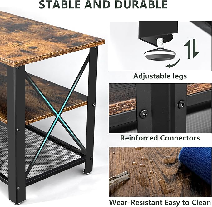 Clikuutory Modern Brown 71 inch Metal TV Stand - Image 6
