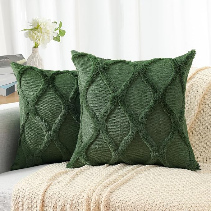 decorUhome Throw Pillow Covers 26x26 Inch Set of 2, Soft Plush Faux Fur Wool by decorUhome