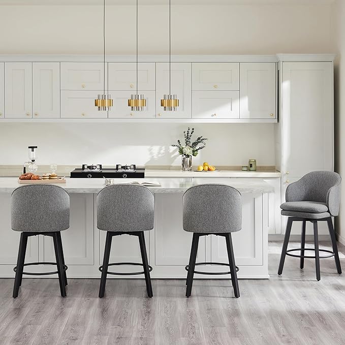 Counter Height Barstools 26 inch Upholstered Swivel Bar Stools - Image 3