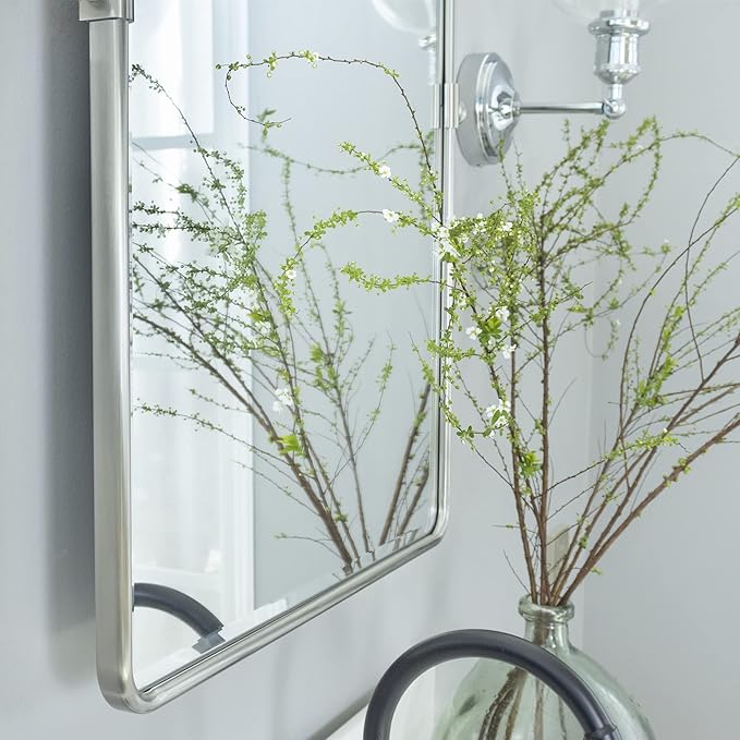 TEHOME 30x40'' Brushed Nickel Pivot Bathroom Mirror Tilt Vanity Mirror 40x30'' - Image 5