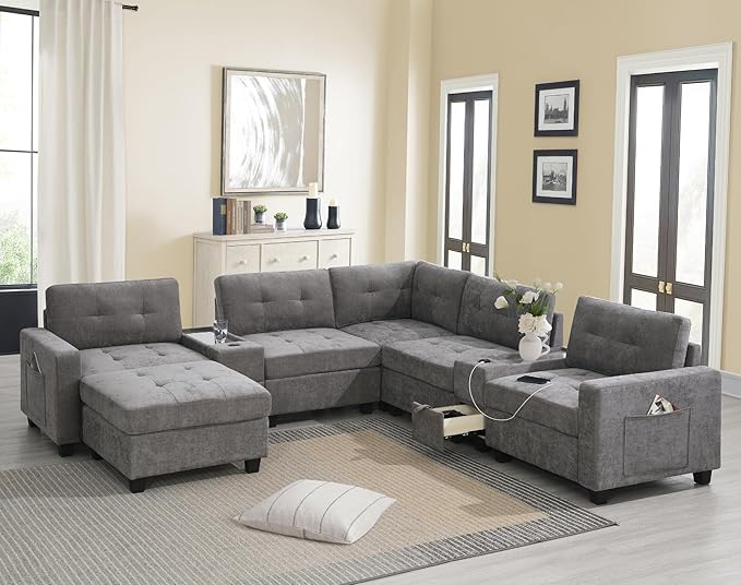Merax 6 Seater Chenille Sectional Couches by Merax