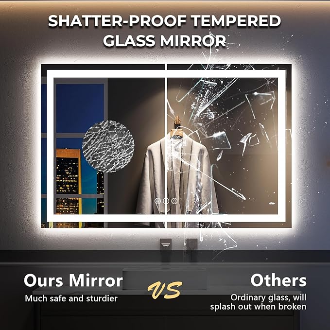55x30 Inch LED Bathroom Mirror - Image 6