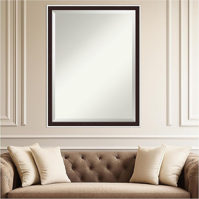 Amanti Art Wall Mirror 33x43 Maya Espresso Silver Rectangle Bathroom Mirror - Image 4
